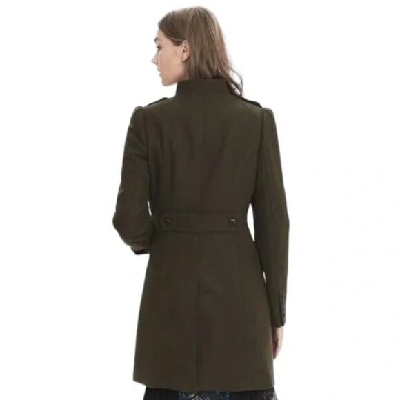 Banana Republic Melton Wool Long Military Jacket Green - SP - Picture 3 of 16